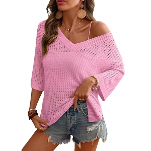 Rapbin Womens Crochet V Neck Beach Cover