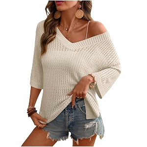 Rapbin Womens Crochet V Neck Beach Cover