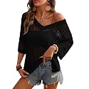 Rapbin Women39s Crochet V Neck Beach Cover