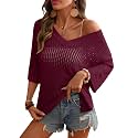 Rapbin Women39s Crochet V Neck Beach Cover