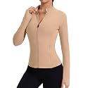 Rapbin Women's Full Zip Workout jackets Runing Slim Fit Athletic Tops With Thumb Holes