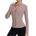 Rapbin Women's Full Zip Workout jackets Runing Slim Fit Athletic Tops With Thumb Holes