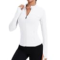 Rapbin Women's Full Zip Workout jackets Runing Slim Fit Athletic Tops With Thumb Holes