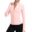 Rapbin Women's Full Zip Workout jackets Runing Slim Fit Athletic Tops With Thumb Holes