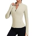 Rapbin Women's Full Zip Workout jackets Runing Slim Fit Athletic Tops With Thumb Holes