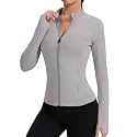 Rapbin Women's Full Zip Workout jackets Runing Slim Fit Athletic Tops With Thumb Holes