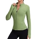 Rapbin Women's Full Zip Workout jackets Runing Slim Fit Athletic Tops With Thumb Holes