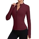 Rapbin Women's Full Zip Workout jackets Runing Slim Fit Athletic Tops With Thumb Holes