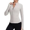 Rapbin Women's Full Zip Workout jackets Runing Slim Fit Athletic Tops With Thumb Holes