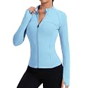 Rapbin Women's Full Zip Workout jackets Runing Slim Fit Athletic Tops With Thumb Holes