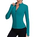 Rapbin Women's Full Zip Workout jackets Runing Slim Fit Athletic Tops With Thumb Holes