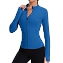 Rapbin Women's Full Zip Workout jackets Runing Slim Fit Athletic Tops With Thumb Holes