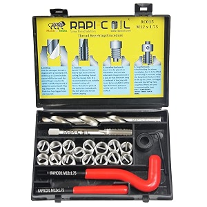m12 x 175 thread repair kit stainless steel helicoil insert 304 high-speed steel m2