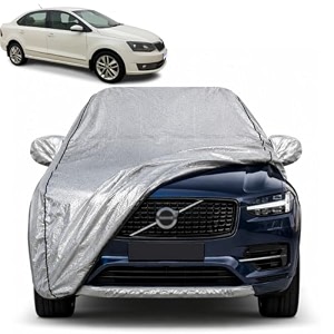 rapid 100 waterproof car cover  dustproof sun protection cover  soft cotton lining  triple stitched  mirror pocket  antenna pocket  all weather body cover silver with yellow piping