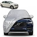 Rapid 100% Waterproof Car Cover | Dustproof Sun Protection Cover | Soft Cotton Lining | Triple Stitched | Mirror Pocket | Antenna Pocket | All Weather Body Cover (Silver with Yellow Piping)
