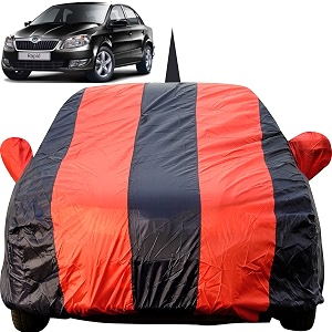 rapid dustproof car cover with mirror amp antenna pockets red blue stripes taffeta polystertriple stitched compatible with skoda rapid car cover 2011 to 2024 rapid car accessories