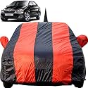 Rapid Dustproof Car Cover with Mirror &amp; Antenna Pockets, Red Blue Stripes, Taffeta Polyster,Triple Stitched, Compatible with Skoda Rapid Car Cover (2011 to 2024), Rapid Car Accessories