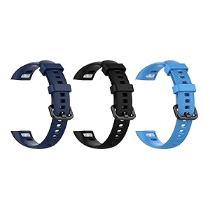rapidotzz adjustable replacement band straps for honor band 4  honor band 5 dark blue black sky blue -pack of 3