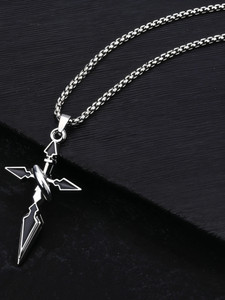 rappersshop cross pendant with stainless steel box chain sterling silver rhodium stainless steel pendant set