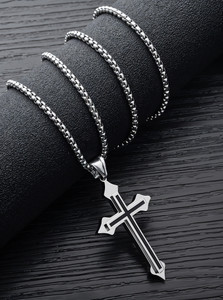 rappersshop stainless steel jesus cross pendant with box chain sterling silver stainless steel pendant set