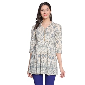 Rapsodia Women Abstract Printed Cotton Short Kurta
