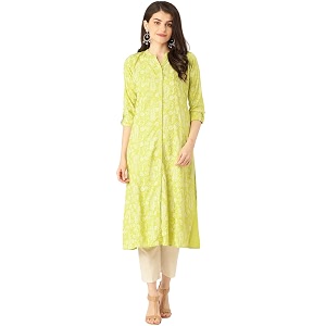 Rapsodia Women Lime Green Khari Floral Printed