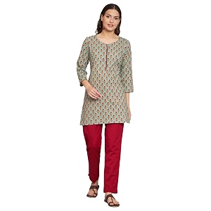 Rapsodia Womens Cotton Floral Printed Short Kurti