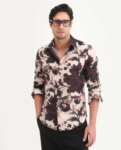 RARE RABBIT Men Floral Print Casual Beige