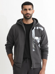 RARE RABBIT Men Full Sleeve Solid Hooded