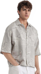 RARE RABBIT Men Printed Casual Grey Shirt