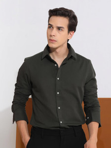 rare rabbit men solid beach wear dark green shirt