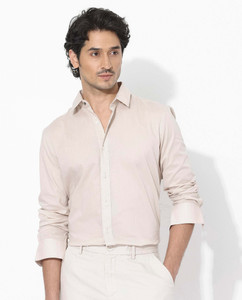 RARE RABBIT Men Solid Casual Beige Shirt