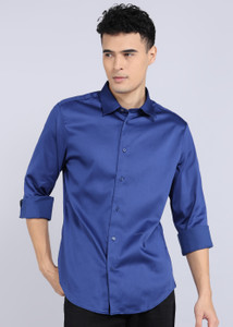 RARE RABBIT Men Solid Casual Blue Shirt