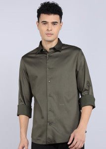 RARE RABBIT Men Solid Casual Green Shirt