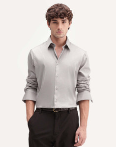RARE RABBIT Men Solid Casual Grey Shirt