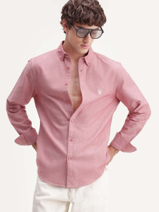 RARE RABBIT Men Solid Casual Pink Shirt