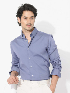 RARE RABBIT Men Solid Casual Purple Shirt