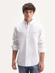 RARE RABBIT Men Solid Casual White Shirt