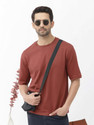 RARE RABBIT Solid Men Crew Neck Brown