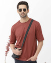 RARE RABBIT Solid Men Crew Neck Brown