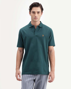 RARE RABBIT Solid Men Polo Neck Green