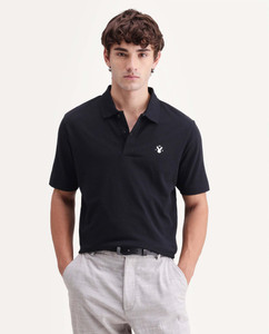 RARE RABBIT Solid Men Polo Neck Black