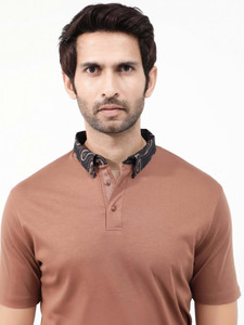 RARE RABBIT Solid Men Polo Neck Brown
