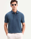 RARE RABBIT Solid Men Polo Neck Blue