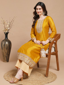RARE THREAD Women Embellished Embroidered A-line Kurta