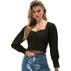 Rare Women Casual Green Colour Sweetheart Neck