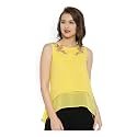 RARE Women Navy Solid Styled Back Top