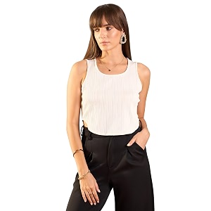 RARE Women Scoop Neck Solid Slim Fit