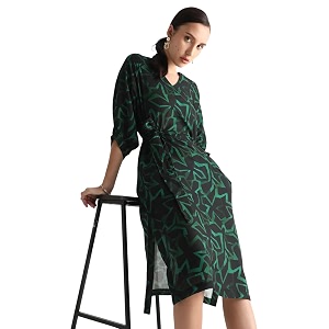 RAREISM A-LINE Geometric Print MIDI Dress