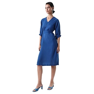 RAREISM A-LINE Plain MIDI Dress